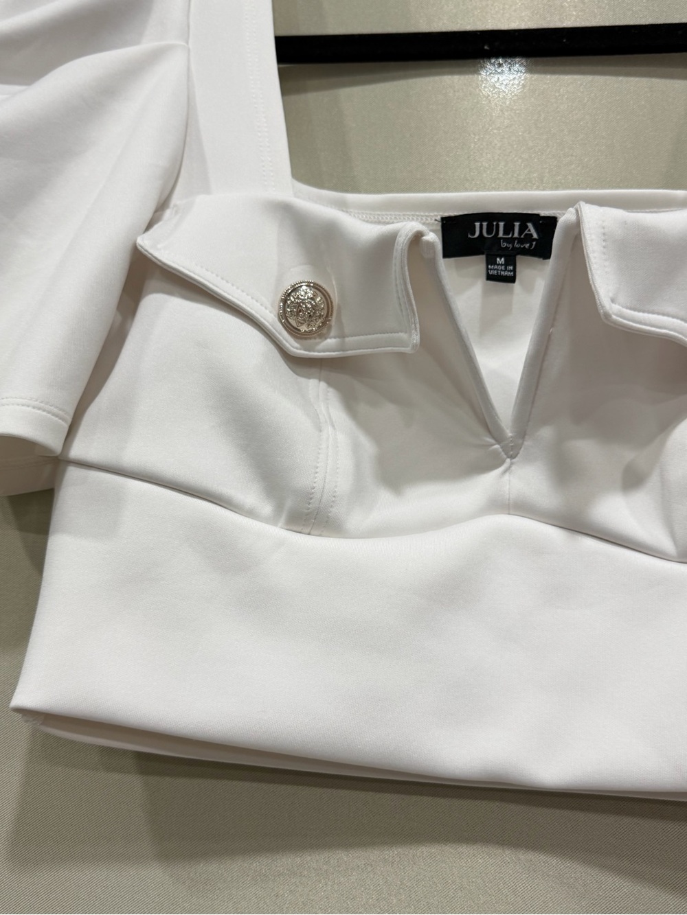 White Puff Sleeve Crop Top & Mini Skirt Set Chic Party Outfit size M - Picture 8 of 13